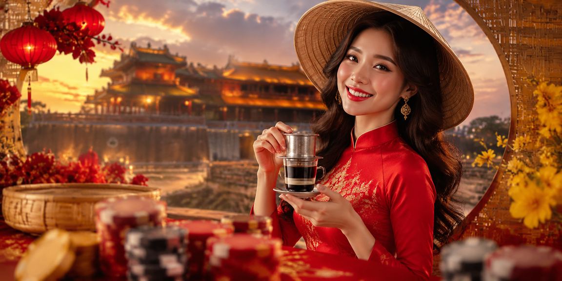 Người đặt cược tại Huế với nón lá truyền thống, truy cập thông tin hỗ trợ cá cược